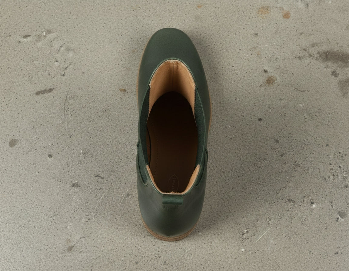 interior-view - Women's Handmade Dark Green Leather Chelsea Boots