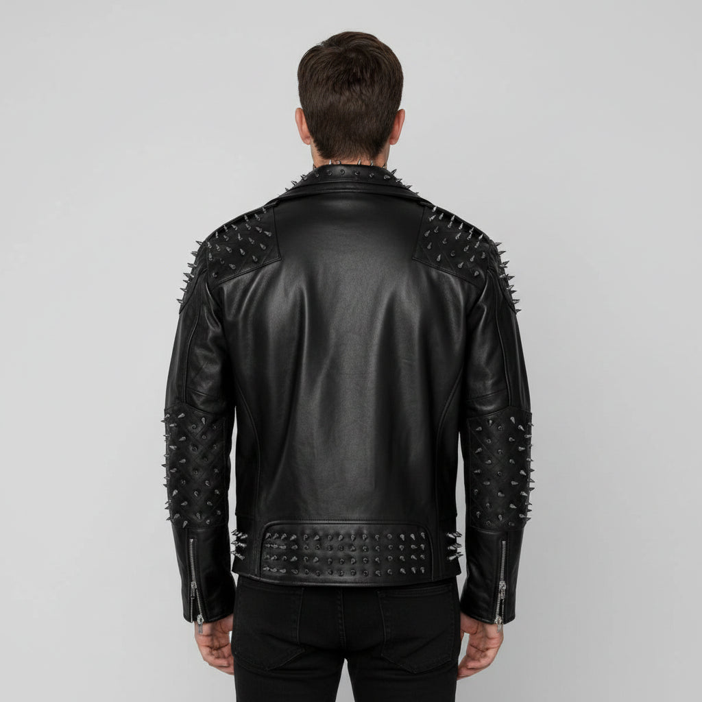 Men's Black Studded Gothic Leather Jacket