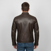 Handmade Vintage Men Brown Leather Racers Cafe Biker Jackets
