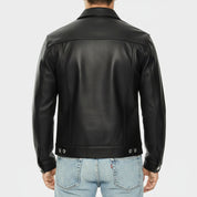 Handmade New Men Black Leather Biker Jackets, Real Leather Button Closure Jackets