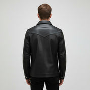 Handmade Men Black Leather Slim Fit Jacket with Cargo Pockets, Men Fashion Jackets
