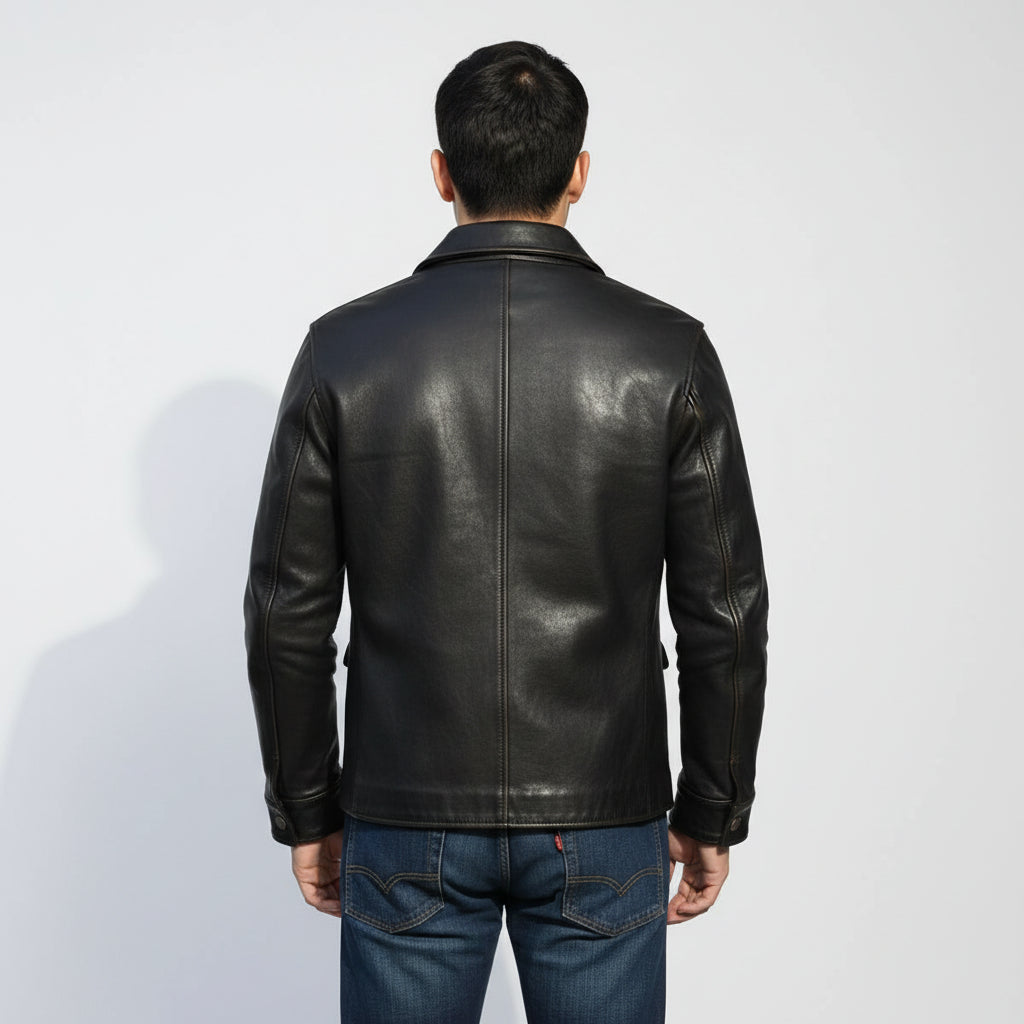 Handmade Men's Black Leather Biker Jacket, Winter Fashion Leather Apparel for Men