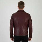 Men's Handmade Aged Genuine Leather Jacket Slim Fit Zip Closure Vintage Style