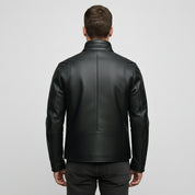 Men's Handmade Black Cowhide Leather Motorcycle Jacket
