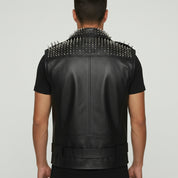Handmade Men's Leather Vest  Jacket with Studs, Motorcycle vest for men