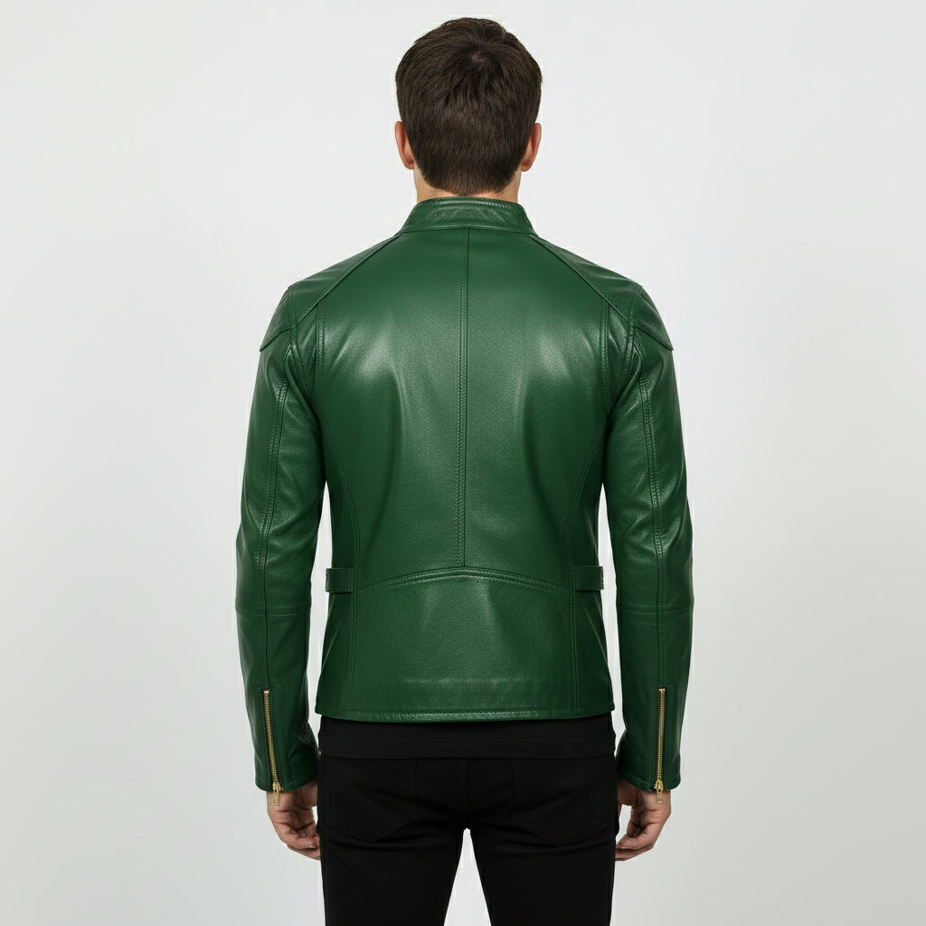 Handmade Leather Slim Fit Biker Jacket, Motorcycle Jacket For Men