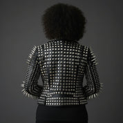 Women's Black Studded Leather Biker Jacket