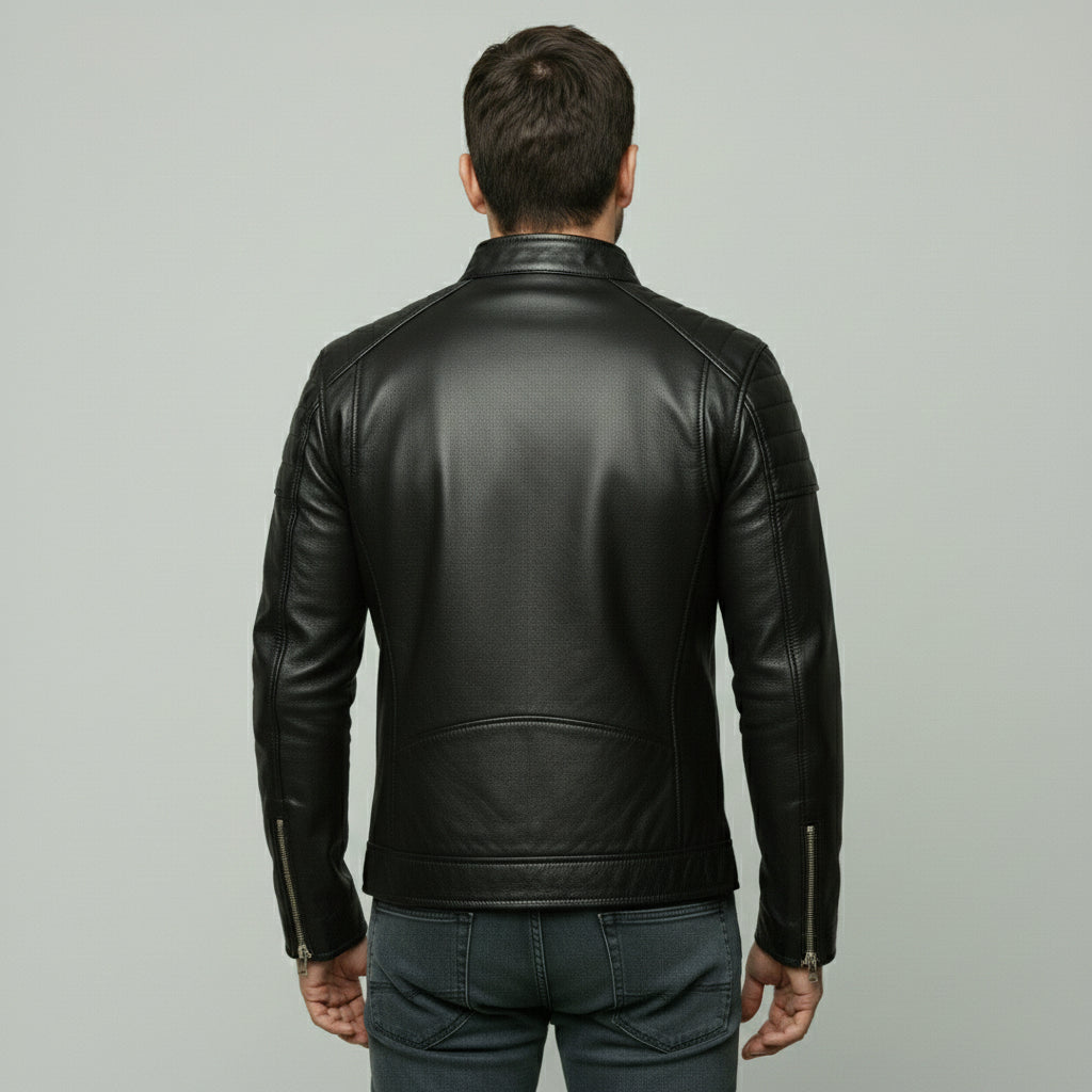 Handmade Men Black Leather Slimfit Jacket, Men Biker Jacket, Leather Jacket Men