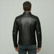 Handmade Men Black Leather Slimfit Jacket, Men Biker Jacket, Leather Jacket Men