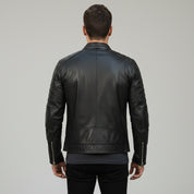 Handmade Men Black Brando Leather Jacket, Black Biker Jacket, Motorcycle Jacket Mens