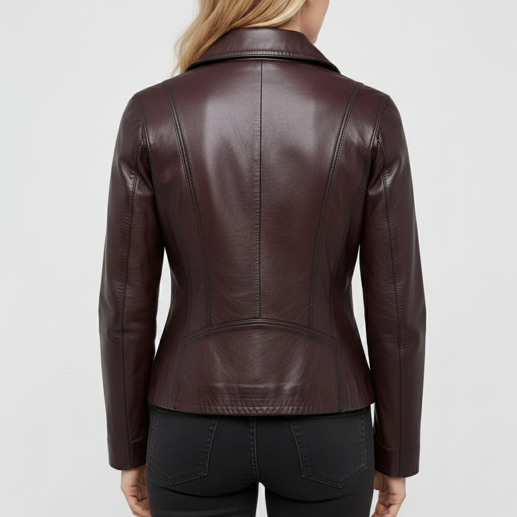 Handmade Women Antique Brown Leather Jacket, Women Multi Pocket Biker Jacket Jacket