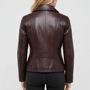 Handmade Women Antique Brown Leather Jacket, Women Multi Pocket Biker Jacket Jacket