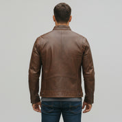 Men's Antique Brown Handmade Leather Biker Jacket