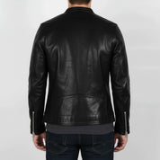 Men's Black Full-Grain Leather Biker Jacket