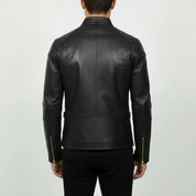 Men's Black Slim Fit Leather Biker Jacket