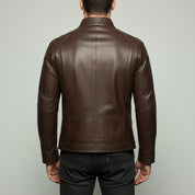 Men's Brown Slim Fit Leather Biker Jacket