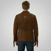 Men's Handmade Fringed Brown Suede Cowboy Jacket