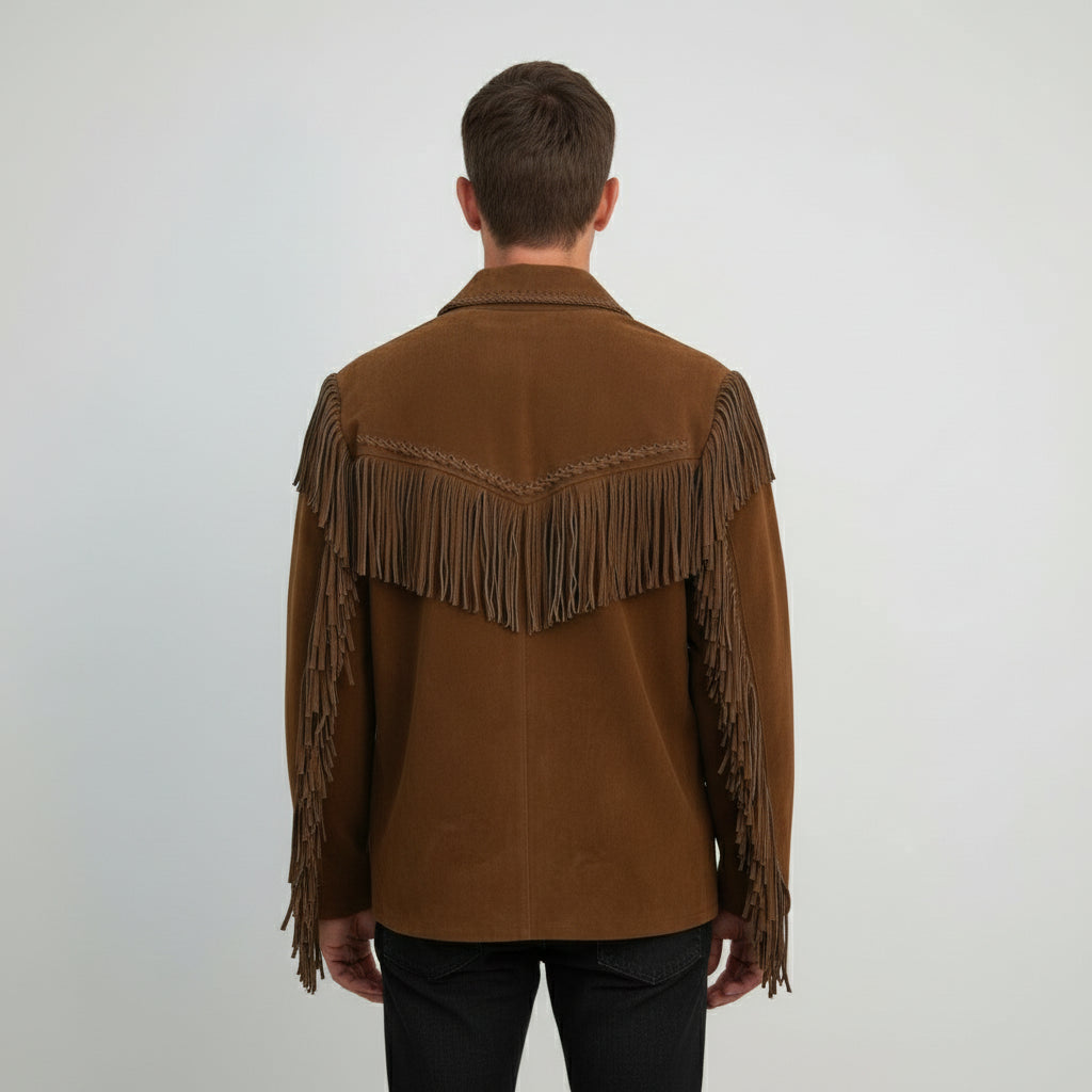 Men's Brown Fringed Suede Jacket