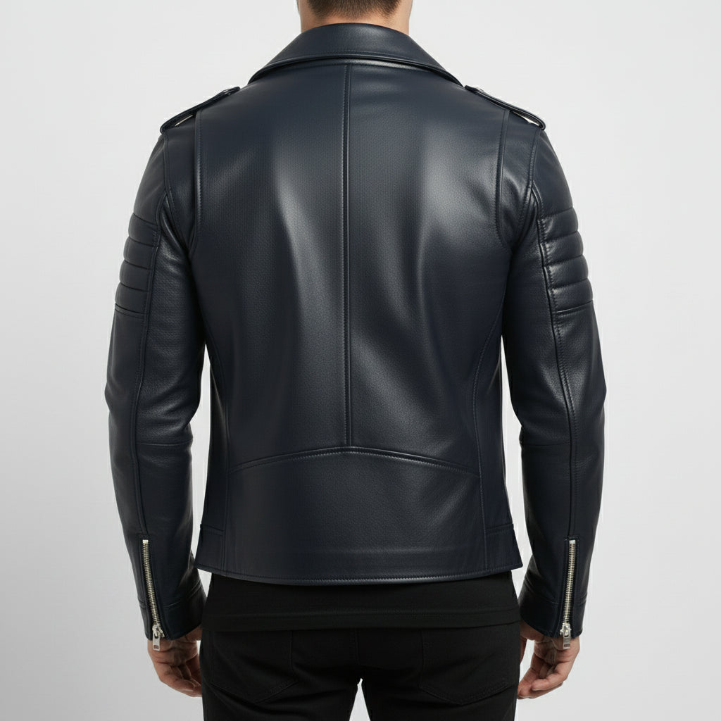 Men's Black Leather Biker Jacket