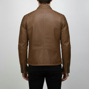 Men's Brown Antique Wash Leather Biker Jacket