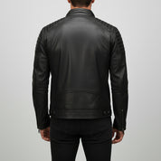 Men's Black Antique Wash Leather Biker Jacket