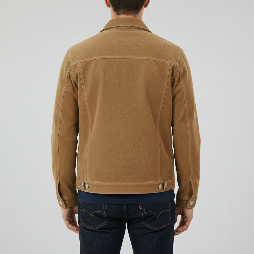 Men's Tan Suede Trucker Jacket