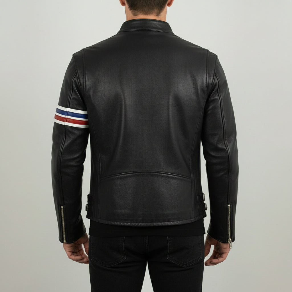 Men's Black Leather Biker Jacket