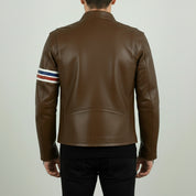 Men's Brown Leather Biker Jacket