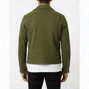 Men's Olive Green Suede Biker Jacket