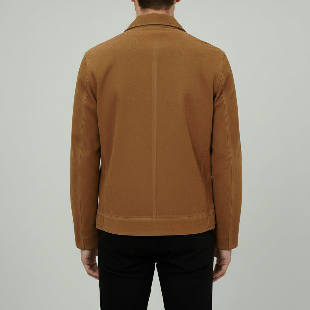 Men's Brown Suede Bomber Jacket