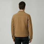 Men's Tan Suede Trucker Jacket