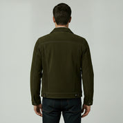 Men's Olive Green Suede Trucker Jacket