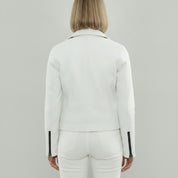 Women's White Leather Biker Jacket