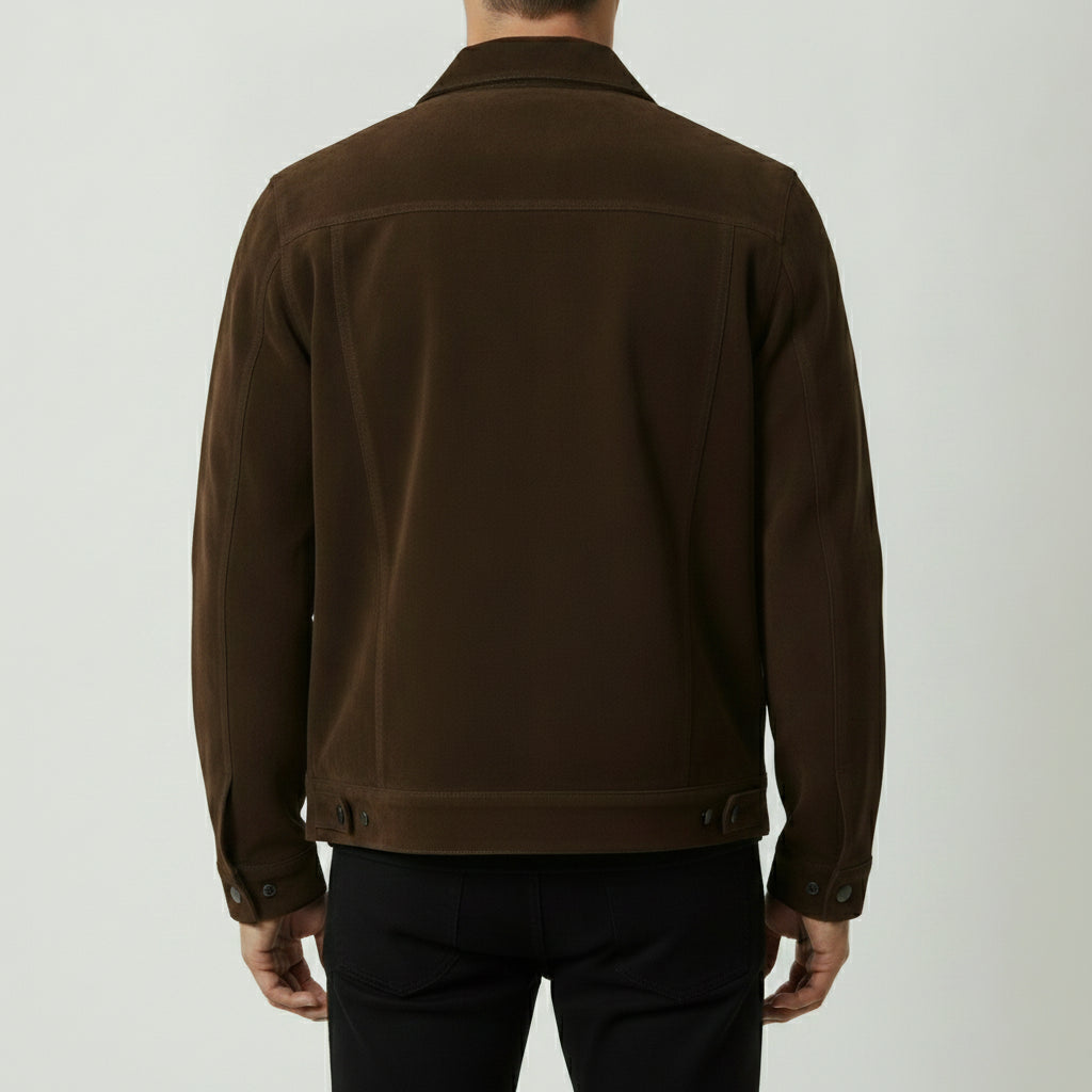Men's Brown Suede Trucker Jacket