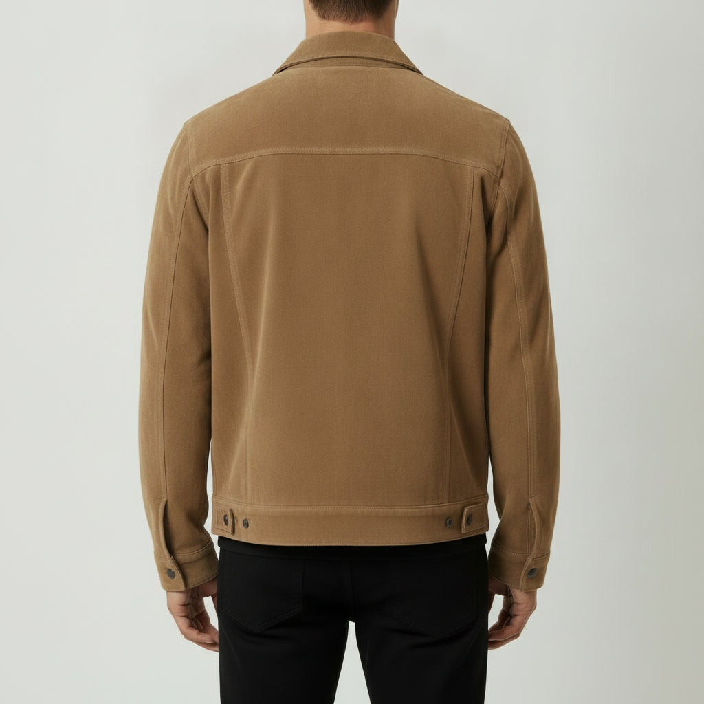 Men's Tan Suede Trucker Jacket