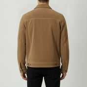 Men's Tan Suede Trucker Jacket