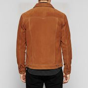 Men's Brown Suede Trucker Jacket