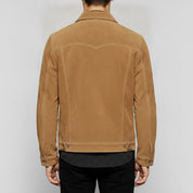 Men's Tan Suede Trucker Jacket