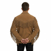 Men's Tan Fringed Suede Jacket
