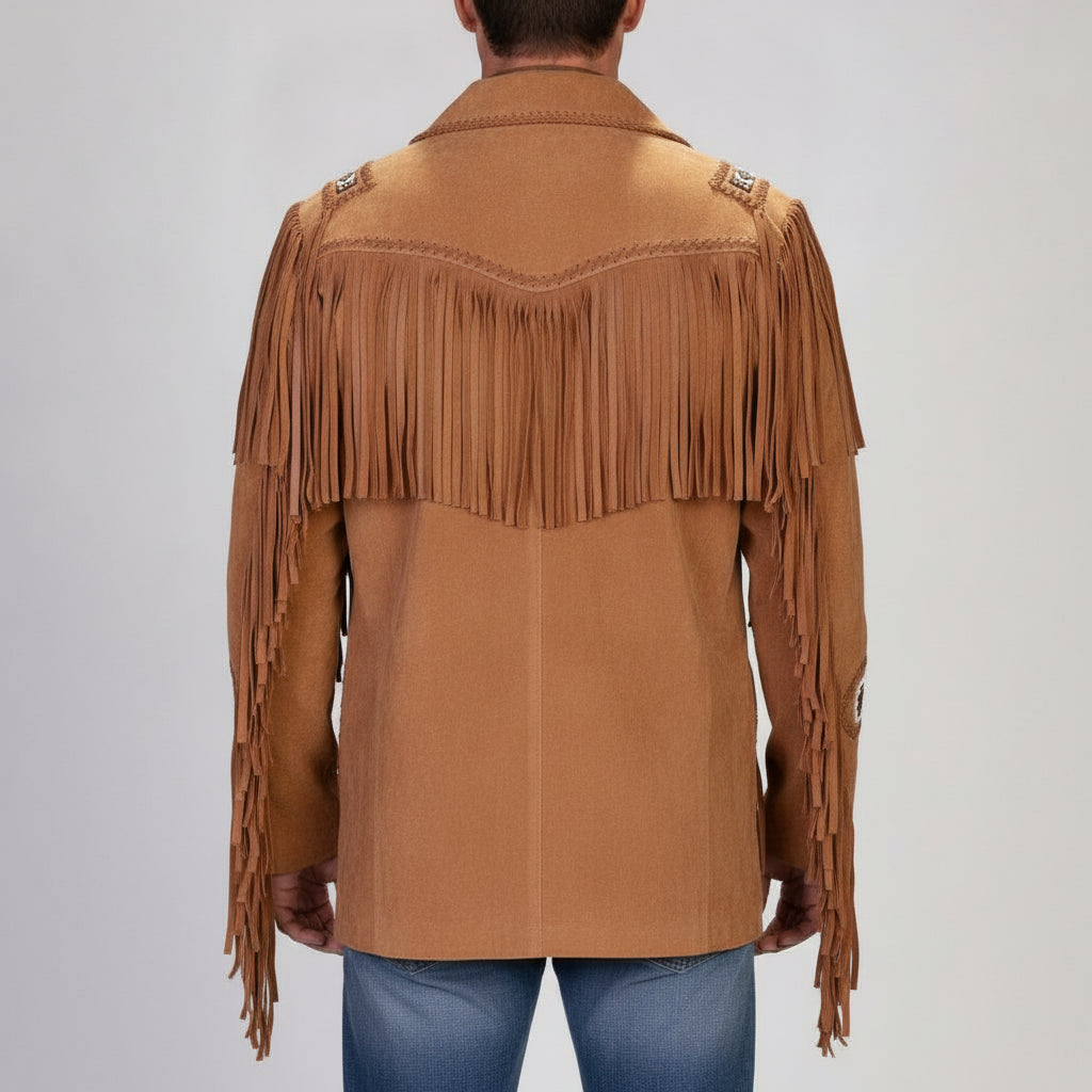Men's Tan Fringed Suede Jacket