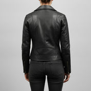 Women's Black Leather Biker Jacket