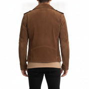 Men's Brown Suede Biker Jacket