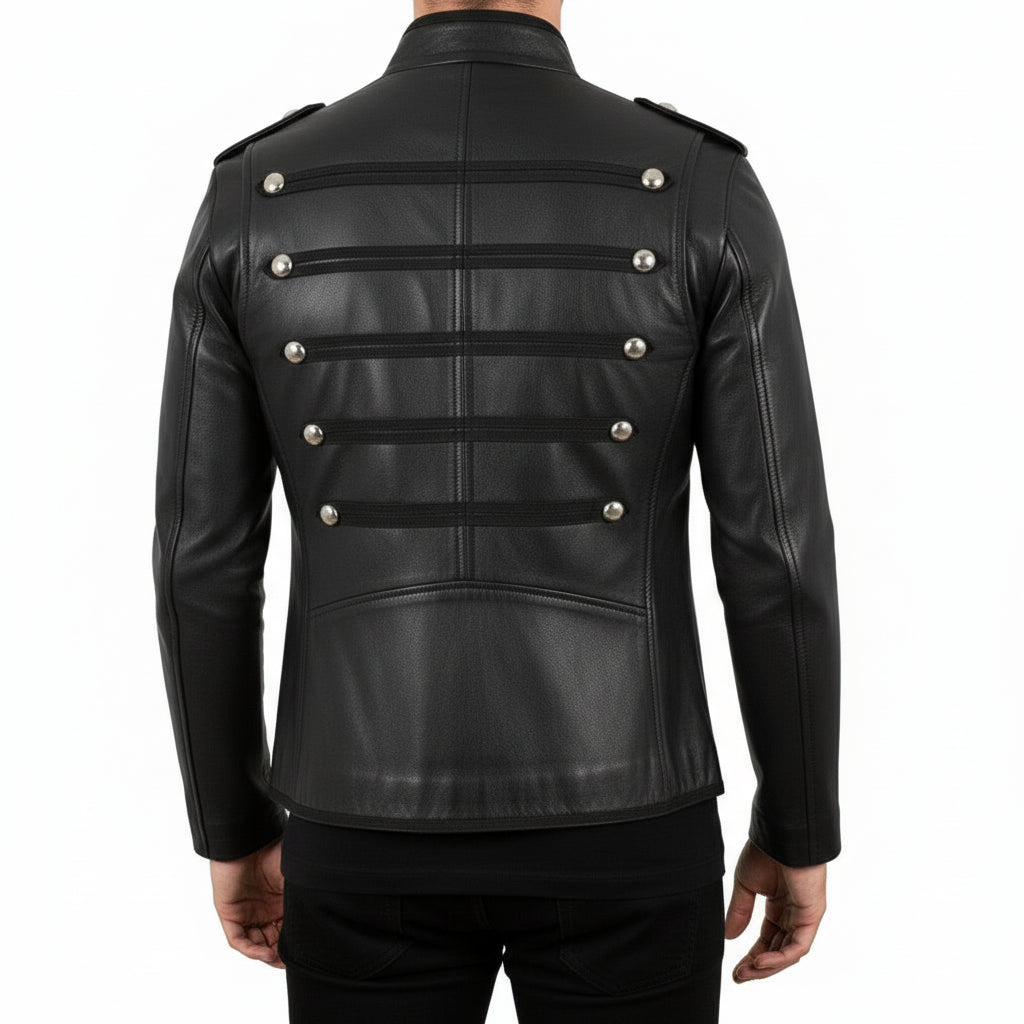 Black Leather Military Jacket