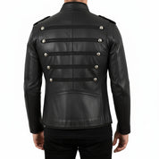 Black Leather Military Jacket