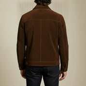 Men's Brown Suede Trucker Jacket