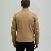 Men's Tan Leather Biker Jacket
