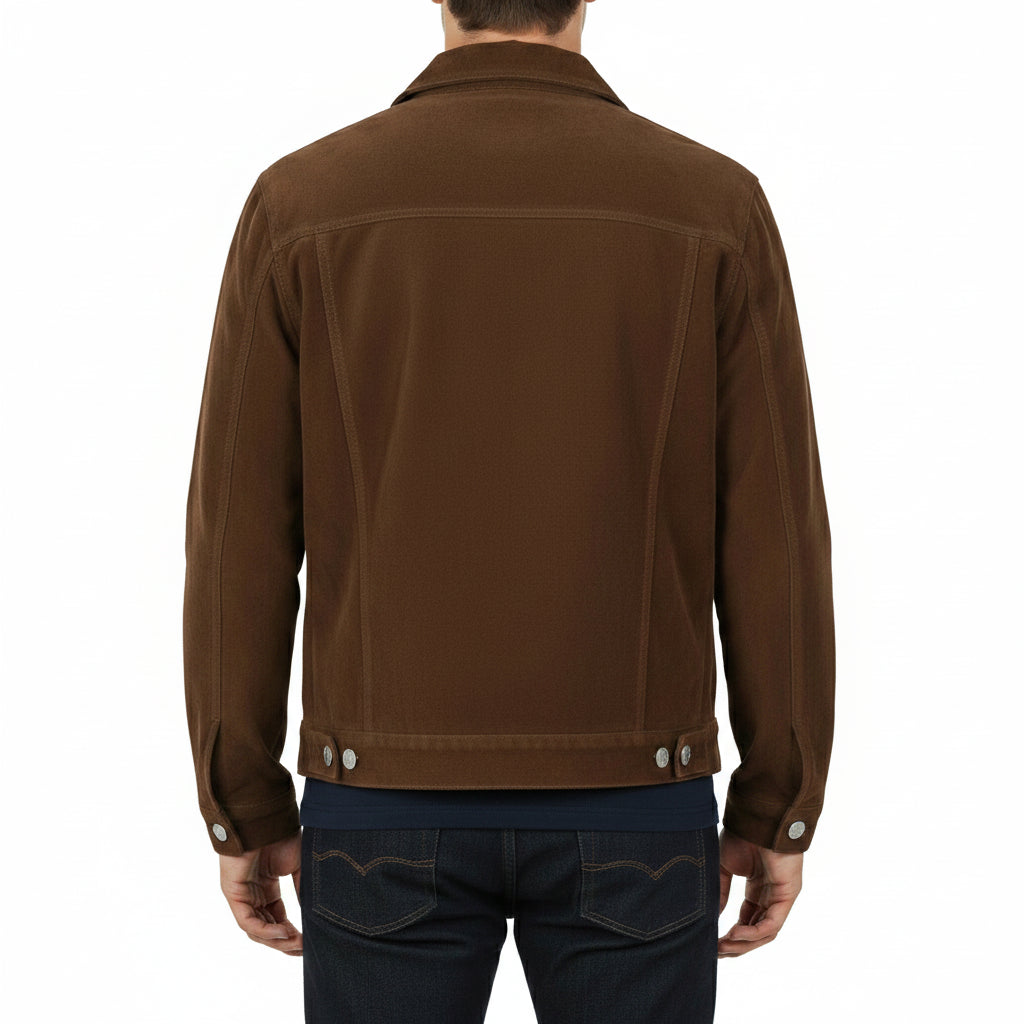 Men's Brown Suede Trucker Jacket
