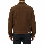 Men's Brown Suede Trucker Jacket