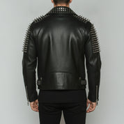 Men's Black Studded Leather Biker Jacket