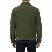 Men's Olive Green Suede Trucker Jacket